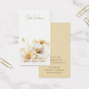 Elegant White Gold Flower Earring Display Card
