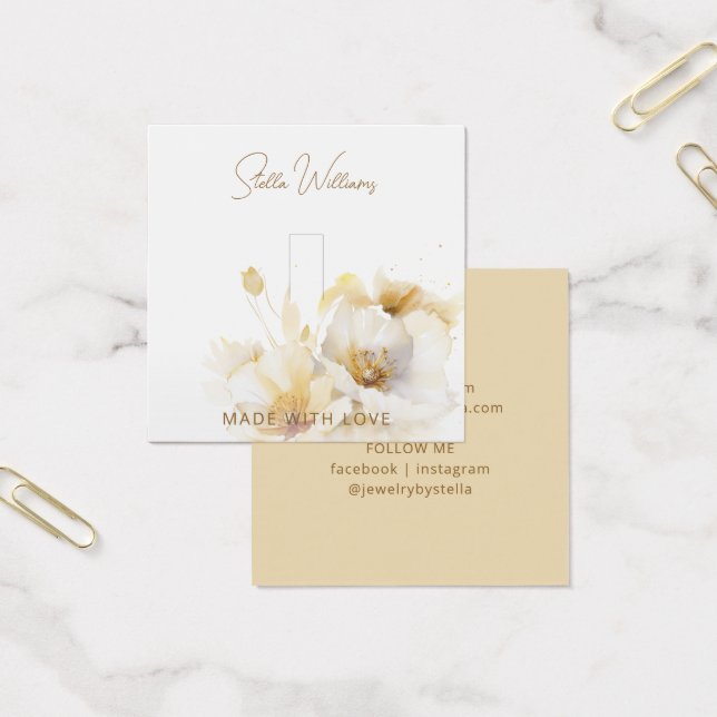 Elegant White Gold Flower Ring Display Card (Office)
