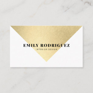 Elegant white gold foil colour block minimalist business card