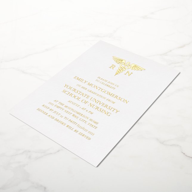 Elegant White Gold Foil Nursing School Graduate  (Rotated)