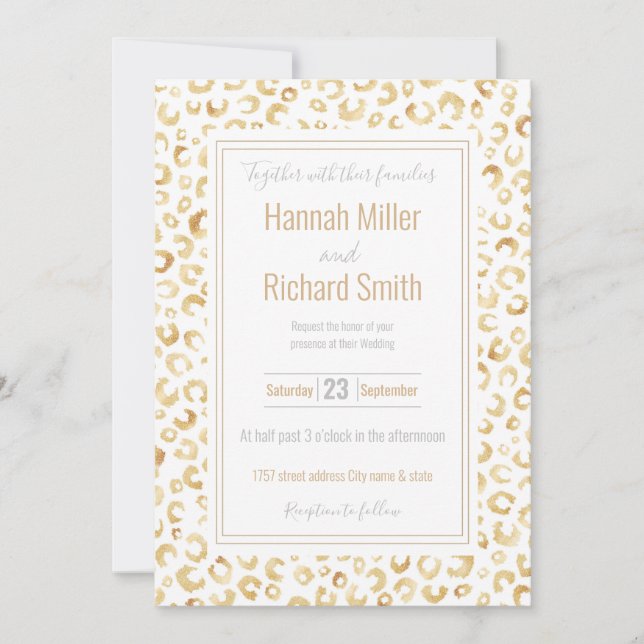 Elegant White Gold Glitter Leopard Animal Print (Front)