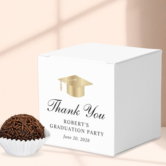 Elegant White Gold Graduation Party Thank You Favour Box (Creator Uploaded)