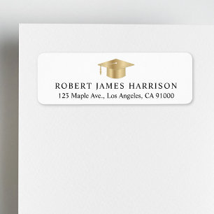 Elegant White Gold Graduation Return Address Return Address Label
