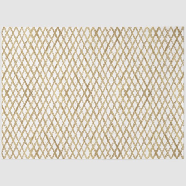 Elegant White Gold Grunge Diagonal Stripes Luxury Tissue Paper (Front)