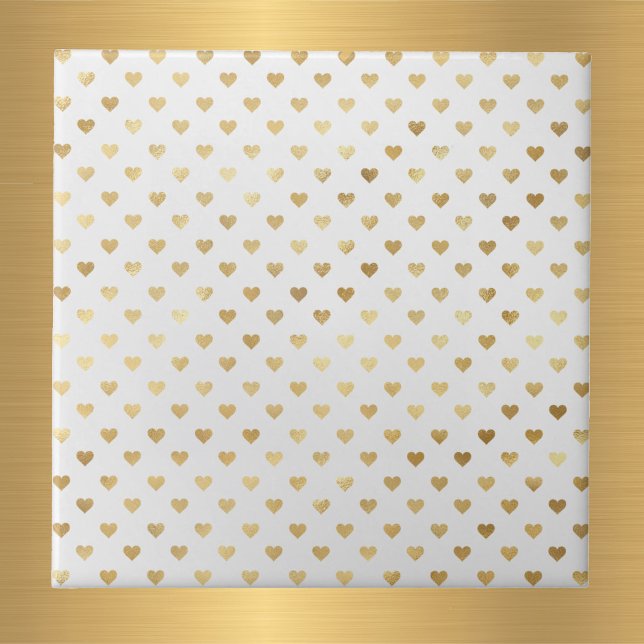 Elegant White Gold Hearts Ceramic Tile (Creator Uploaded)