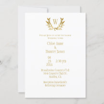 Elegant White Gold Leaf Chic Monogram Wedding