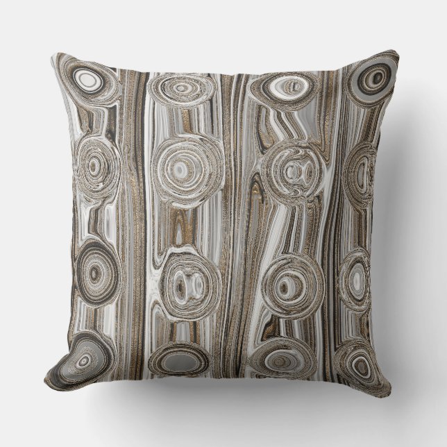 Elegant White Gold Liquid Swirl Retro Groovy Cute Cushion (Front)