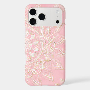 Elegant White & Gold Mandala Blush Pink Design