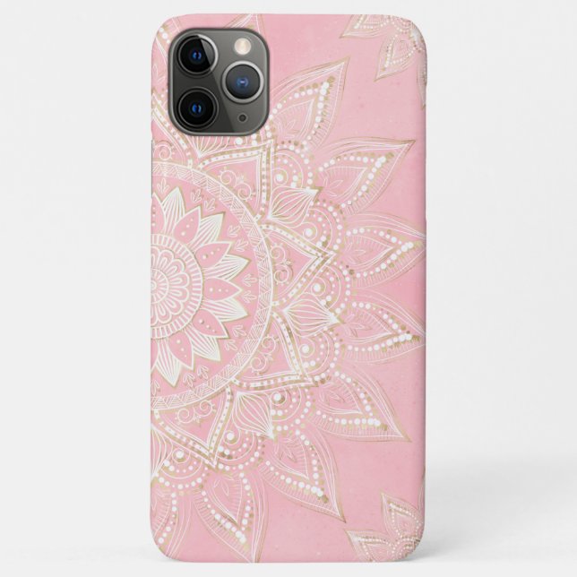 Elegant White & Gold Mandala Blush Pink Design Case-Mate iPhone Case (Back)