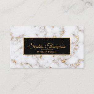 Elegant White Gold Marble Name - Business Card