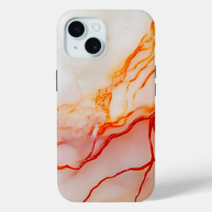 Elegant White & Gold Marble Pattern iPhone 15 Case