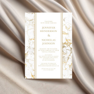 Elegant White & Gold Marble Virtual Wedding Invitation