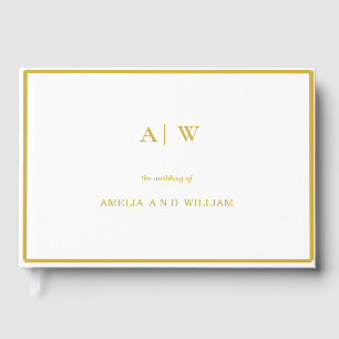 Elegant White Gold Minimal Wedding Guest Book