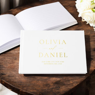 Elegant White Gold Modern Minimalist Guest Book