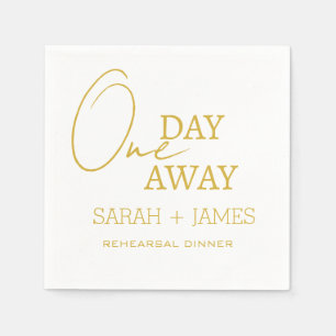 Elegant White Gold One Day Away Rehearsal Dinner Napkin
