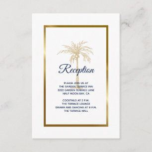 Elegant White Gold Palm Tree Wedding Reception Enclosure Card