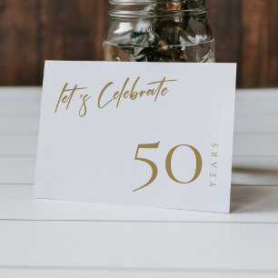 Elegant White & Gold Personalised 50th Anniversary Invitation