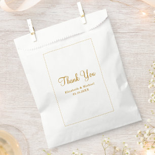 Elegant White Gold Personalised Thank You Favour Bag