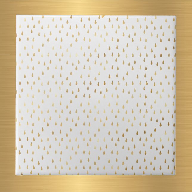 Elegant White Gold Raindrops Ceramic Tile (Creator Uploaded)