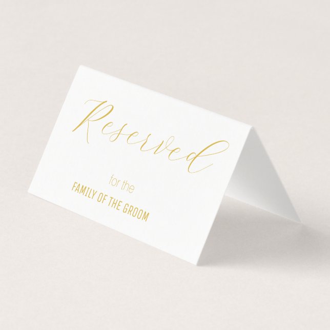 Elegant White Gold Reserved Wedding Place Card (Back)