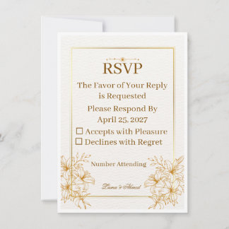 Elegant White Gold RSVP Wedding Card | Luxury Mini