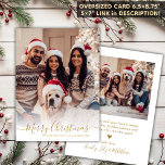 Elegant White Gold Script 2 Photo Christmas  Holiday Card<br><div class="desc">Modern Elegant White and Gold Script 2 Photo Merry Christmas Script Holiday Card. PLEASE NOTE, THESE 6.5" X 8.75" SIZE CARDS ARE LARGER THAN AVERAGE, DUE TO THE LARGER CARD SIZE, IT'S ALMOST CERTAIN THAT THE POSTAGE COSTS WILL BE HIGHER. IF YOU PREFER THE STANDARD 5X7" SIZE, YOU CAN FIND...</div>