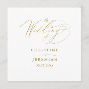 Elegant White Gold Script Typography Wedding Program