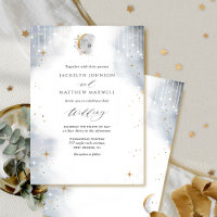 Elegant White Gold Silver Celestial Starry Wedding