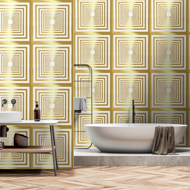 Elegant white gold square 3d effect home decor  wallpaper (Creator Uploaded)