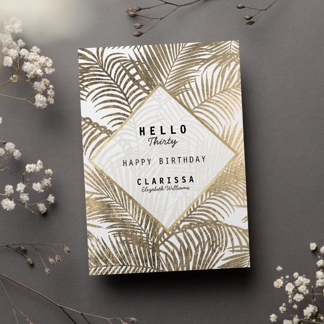 Elegant white gold tropical floral birthday magnet (Elegant white gold tropical floral birthday magnet)