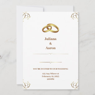 Elegant White Gold Wedding Invitation