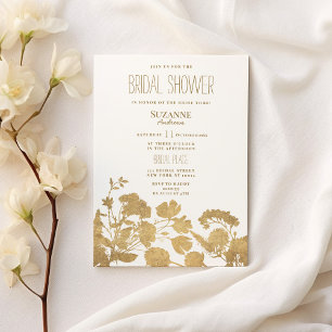 Elegant white gold wildflower luxury Bridal Shower Invitation