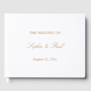 Elegant White Golden Beige Wedding Guest Book