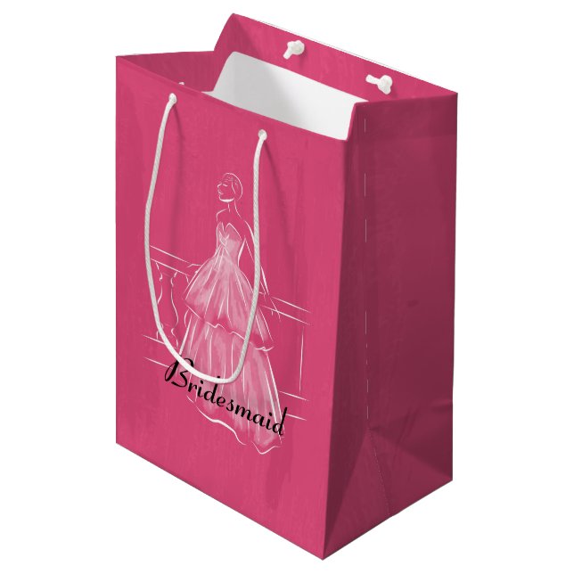 Elegant White Gown Bridal Shower Gift Bag (Front Angled)