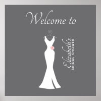 Elegant White Gown on Grey - Stylish Bridal Shower