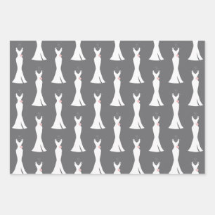 Elegant White Gown on Grey - Stylish Pattern Wrapping Paper Sheet