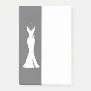 Elegant White Gown on Grey - Stylish Simple Desig Post-it Notes