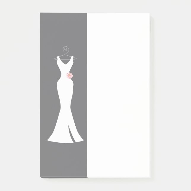 Elegant White Gown on Grey - Stylish Simple Desig Post-it Notes (Front)