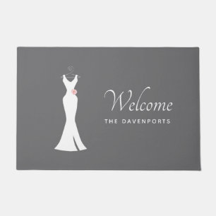 Elegant White Gown on Grey - Stylish Simple Design Doormat