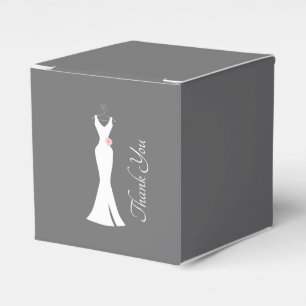 Elegant White Gown on Grey - Stylish Simple Design Favour Box