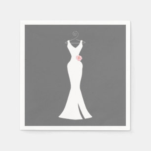 Elegant White Gown on Grey - Stylish Simple Design Napkin