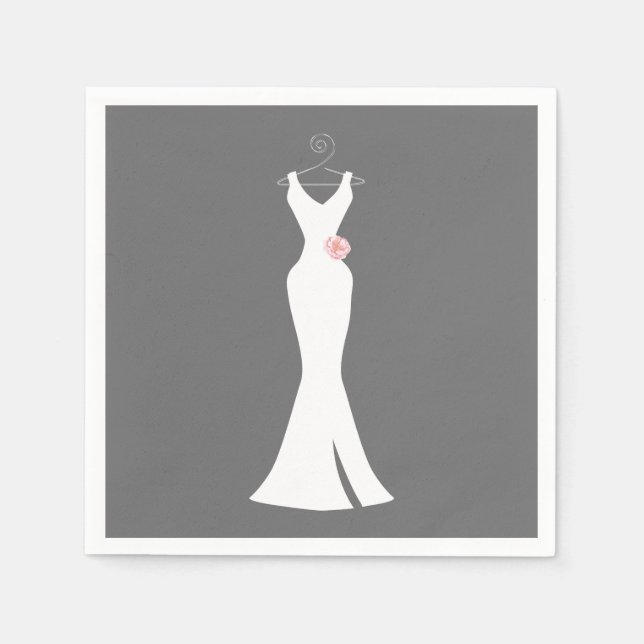 Elegant White Gown on Grey - Stylish Simple Design Napkin (Front)