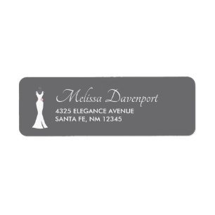 Elegant White Gown on Grey - Stylish Simple Design Return Address Label