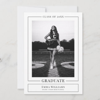 Elegant White Graduate Announcement