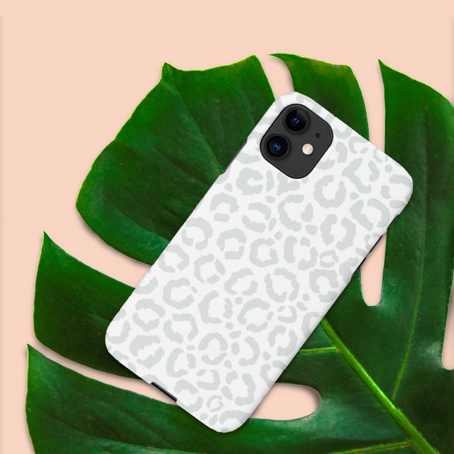 Elegant White Gray Leopard Cheetah Animal Print Case-Mate iPhone Case (Creator Uploaded)