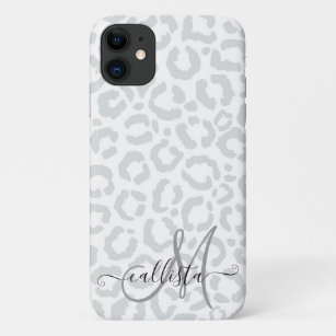 Elegant White Gray Leopard Cheetah Animal Print Case-Mate iPhone Case