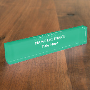 Elegant white & green custom name Desk Nameplate