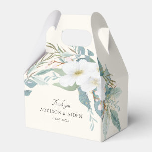 Elegant White Green Floral Wedding Favour Box