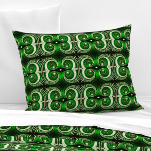 Elegant white green mirrored spiral M-size pattern Pillowcase