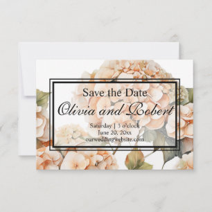 Elegant white green orange boho watercolor floral  save the date